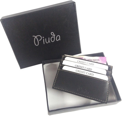 

piuda Men Black Genuine Leather Card Holder(6 Card Slots)
