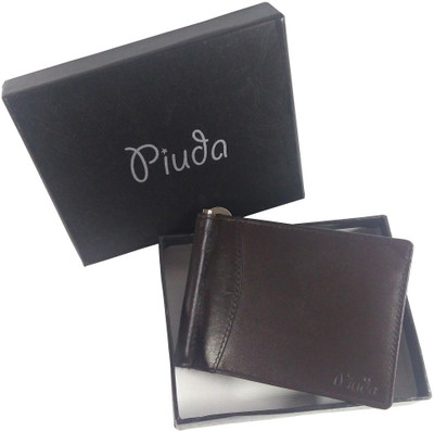 

piuda Men Brown Genuine Leather Money Clip(8 Card Slots), Dark brown