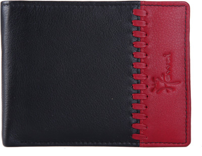 

Hawai Men Black Genuine Leather Wallet(4 Card Slots), Black;red