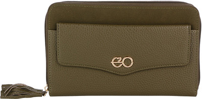 

E2O Fashion Women Green Fabric Wallet(11 Card Slots), Olive