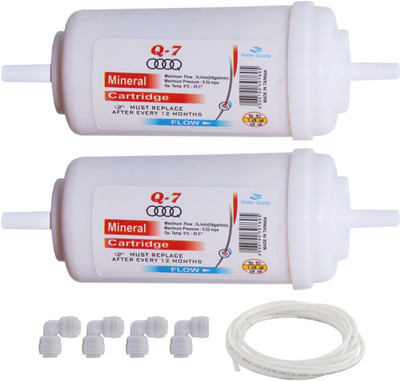 

BalRama 2pc 4inch Nano RO Mineral Cartridge PH Taste Enhancer Carbon Mineral Filter Water Softener Inline Filter for Converting Regular Tap Hard Filter Water into Soft, Clean, Mineral Rich, Alkaline Water with Elbow Connectors and Pipe for RO UV UF Minera
