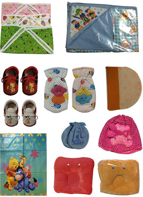 

Cute Collection Combo of 14 Items for New Born Baby (0-6 Months)(Multicolor)