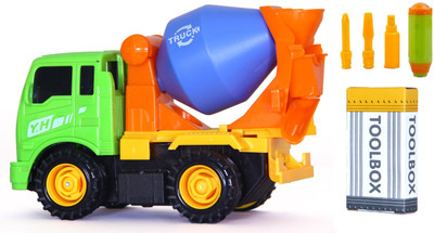 

Building Mart 2-in-1 Friction Powered Take-A-Part Role Play Construction Vehicle Mixer Truck Tools Playset