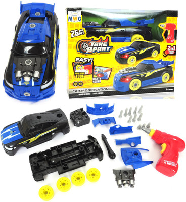 

MWG EXPORTS CO Take-A-Part Build Your Own Toy Cars Pull Back Race Car Building Blocks with Play Drill & Vehicle Modification Pieces(Multicolor)