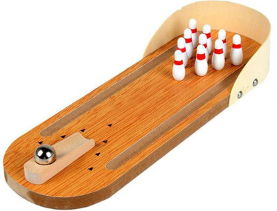 

FK RETAIL Wooden Mini Bowling Spill Game Set with Lane: Best Interactive Tabletop for Kids and Adults - Easy to Assemble Play Perfect, Stress Relief, Party Favor (Multi-Color) Board Game