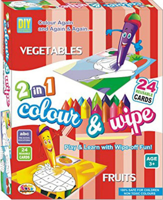 

SABURI Toys Colour and Wipe Vegetable and Fruits Board Game