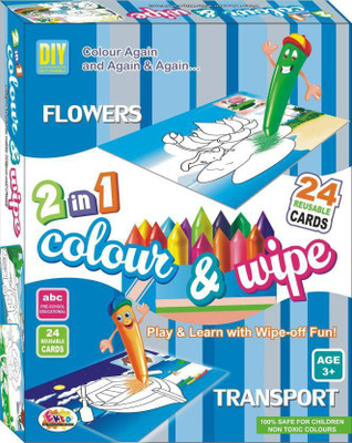 saburi Toys Colour and Wipe Flowers and Transport Board Game