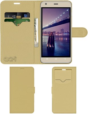 ACM Flip Cover for Intex Aqua Life 3(Gold, Cases with Holder, Pack of: 1)