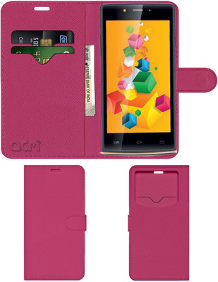 ACM Flip Cover for Iball Andi 4.5 O Buddy(Pink, Cases with Holder, Pack of: 1)