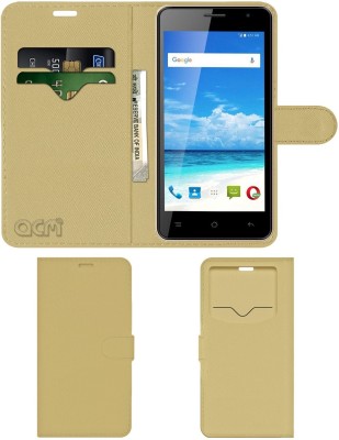 ACM Flip Cover for Swipe Konnect Prime 4g(Gold, Cases with Holder, Pack of: 1)
