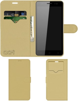 ACM Flip Cover for Micromax Canvas Juice Q461(Gold, Cases with Holder, Pack of: 1)