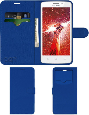 ACM Flip Cover for Celkon Millennia Q5k Power(Blue, Cases with Holder, Pack of: 1)