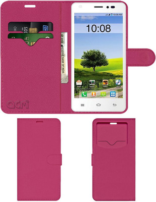 ACM Flip Cover for Intex Cloud Q5(Pink, Cases with Holder, Pack of: 1)