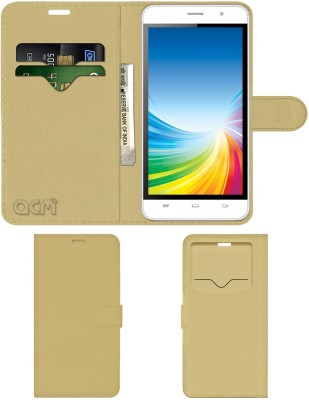 ACM Flip Cover for Intex Cloud 4g Smart(Gold, Cases with Holder, Pack of: 1)