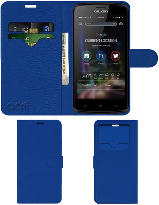 ACM Flip Cover for Celkon Millennia Q519(Blue, Cases with Holder, Pack of: 1)