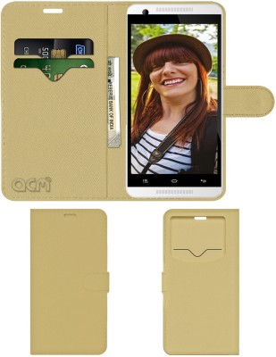 ACM Flip Cover for Celkon Millennia Me Q54+ Plus(Gold, Cases with Holder, Pack of: 1)