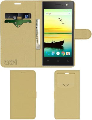 ACM Flip Cover for Lava A76(Gold, Cases with Holder, Pack of: 1)