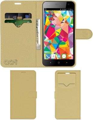 ACM Flip Cover for Swipe Konnect 5(Gold, Cases with Holder, Pack of: 1)