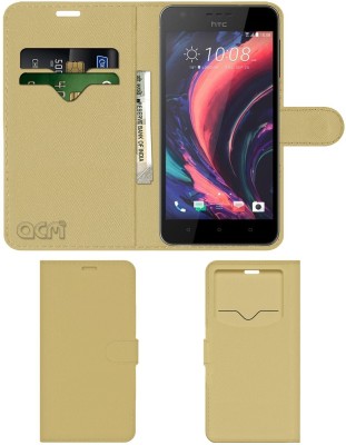 ACM Flip Cover for Htc Desire 10 Lifestyle Dual Sim(Gold, Cases with Holder, Pack of: 1)