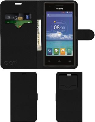 ACM Flip Cover for Philips S309(Black, Cases with Holder, Pack of: 1)
