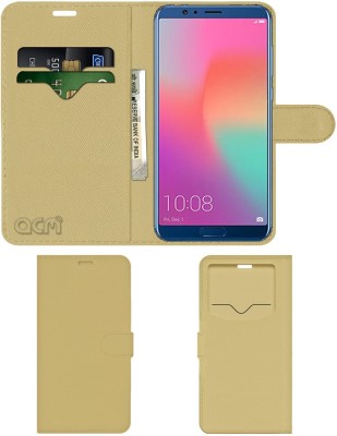 ACM Flip Cover for Honor View 10(Gold, Cases with Holder, Pack of: 1)