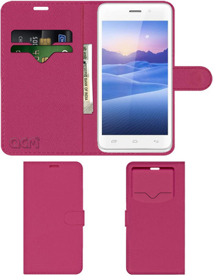 ACM Flip Cover for Intex Aqua Q3(Pink, Cases with Holder, Pack of: 1)