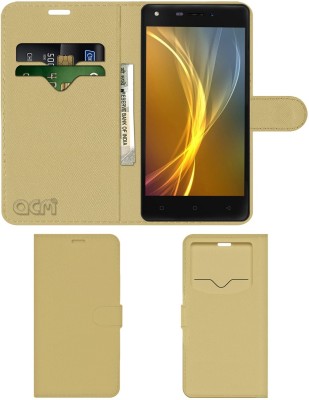 ACM Flip Cover for Intex Elyt E6(Gold, Cases with Holder, Pack of: 1)