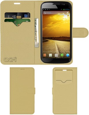 ACM Flip Cover for Micromax Duet 2 Eg111 Cdma Gsm(Gold, Cases with Holder, Pack of: 1)