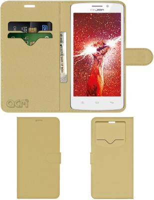 ACM Flip Cover for Celkon Millennia Q5k Power(Gold, Cases with Holder, Pack of: 1)