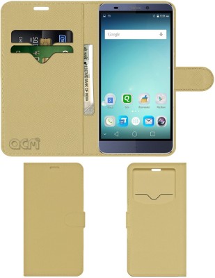 ACM Flip Cover for Micromax Canvas Mega 4G Q417(Gold, Cases with Holder, Pack of: 1)