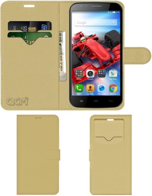 ACM Flip Cover for Panasonic Eluga Icon(Gold, Cases with Holder, Pack of: 1)