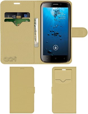 ACM Flip Cover for Spice Mi-530 Stellar Pinnacle(Gold, Cases with Holder, Pack of: 1)