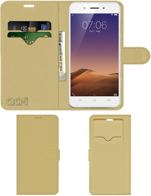 ACM Flip Cover for VIVO Y55L(Golden, Cases with Holder, Artificial Leather) Flipkart