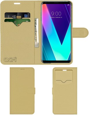 ACM Flip Cover for Lg V30s Thinq(Gold, Cases with Holder, Pack of: 1)