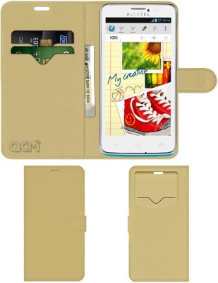 ACM Flip Cover for Alcatel Ot8000d One Touch Scribe(Gold, Cases with Holder, Pack of: 1)