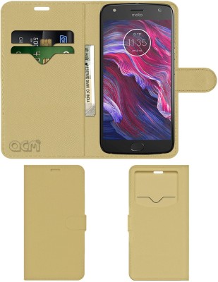 ACM Flip Cover for Motorola Moto X4(Gold, Cases with Holder, Pack of: 1)