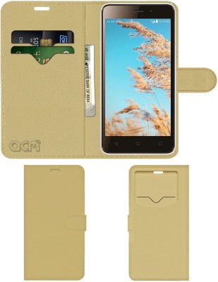 ACM Flip Cover for Lyf Wind 6(Gold, Cases with Holder, Pack of: 1)