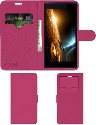 ACM Flip Cover for Micromax Canvas Play 4g Q469(Pink, Cases with Holder, Pack of: 1)