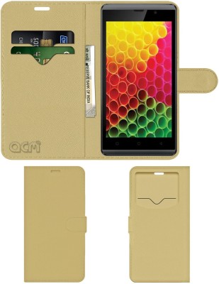 ACM Flip Cover for Intex Aqua Air 2(Gold, Cases with Holder, Pack of: 1)