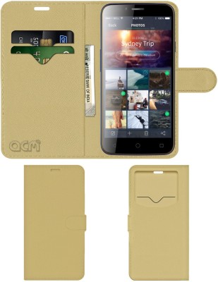 ACM Flip Cover for Karbonn Quattro L55 Hd(Gold, Cases with Holder, Pack of: 1)