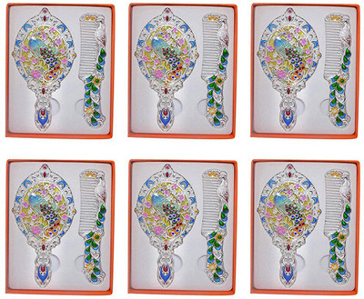 

Bueno Special Diwali Offer Of Handheld Mirror With Comb, Vintage Compact Mirror For Travelling And For Makeup For Girls And Women, Diwali Gift Item, Set Of 6, Pack Of 1(Set of 6)