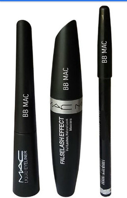 

BB MAC Black eye brow pencil, liquid eyeliner & mascara set of 3 (3 in 1)(Set of 3)