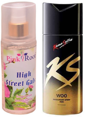 Pink Root HIGH STREET GALS MIST 200ML WITH KAMASUTRA WOO DEO(Set of 2)