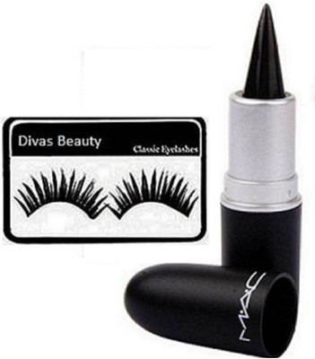

divas beauty Eyelashes , Black Lipstick(Set of 2)