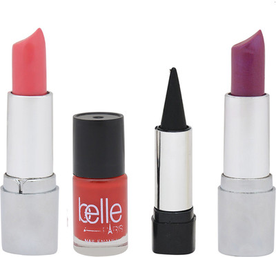 

Belle Set of 2 Lipsticks +1 Nail paint + 1 Kajal(Set of 4)