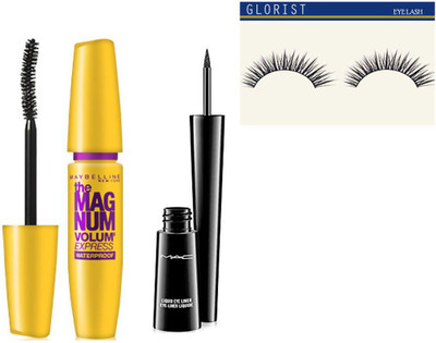 

glorist EYELASHES , MAC LIQUID LAST EYELINER WITH THE MAGNUM WATERPROOF MASCARA(Set of 3)