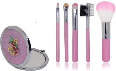 

AASA Best Diwali Gift Combo of Mini Beauty Pocket Mirror with 5 Pcs Cosmetic Makeup Brushes Tools for Girls in Diwali(Set of 6)
