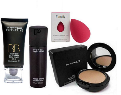 

Fancify Spongy Puff With Mac Prep+Prime Infusion Moisture, Face Serum & Prep+Prime BB BEauty Balm Cream Foundation & Studio Fix Compact(Set of 4)