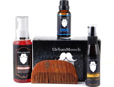 

UrbanMooch Ultimate Beard Grooming Kit For Men - Beard Wash, Beard Growth Serum, Beard Oil, Shisham Wood Beard Comb - Gift Box(Set of 4)