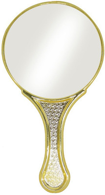 

AASA Round Shape Golden Color Mirror With Handle For Women & Girls